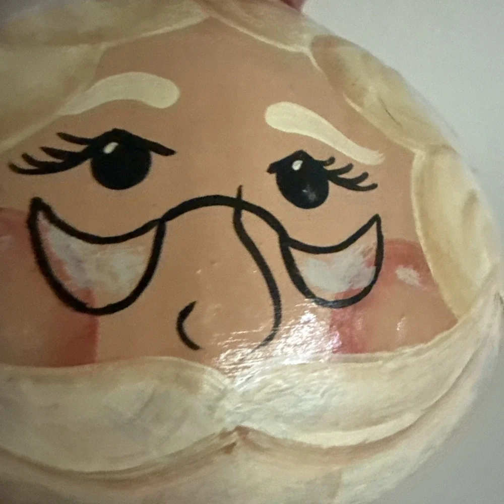 Hand Painted Folk Art Santa‎ Claus On A Gourd Christmas Decoration 7